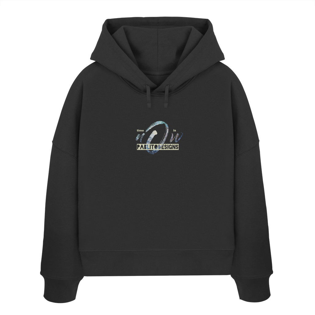 time is NOW - womens organic boxcut hood