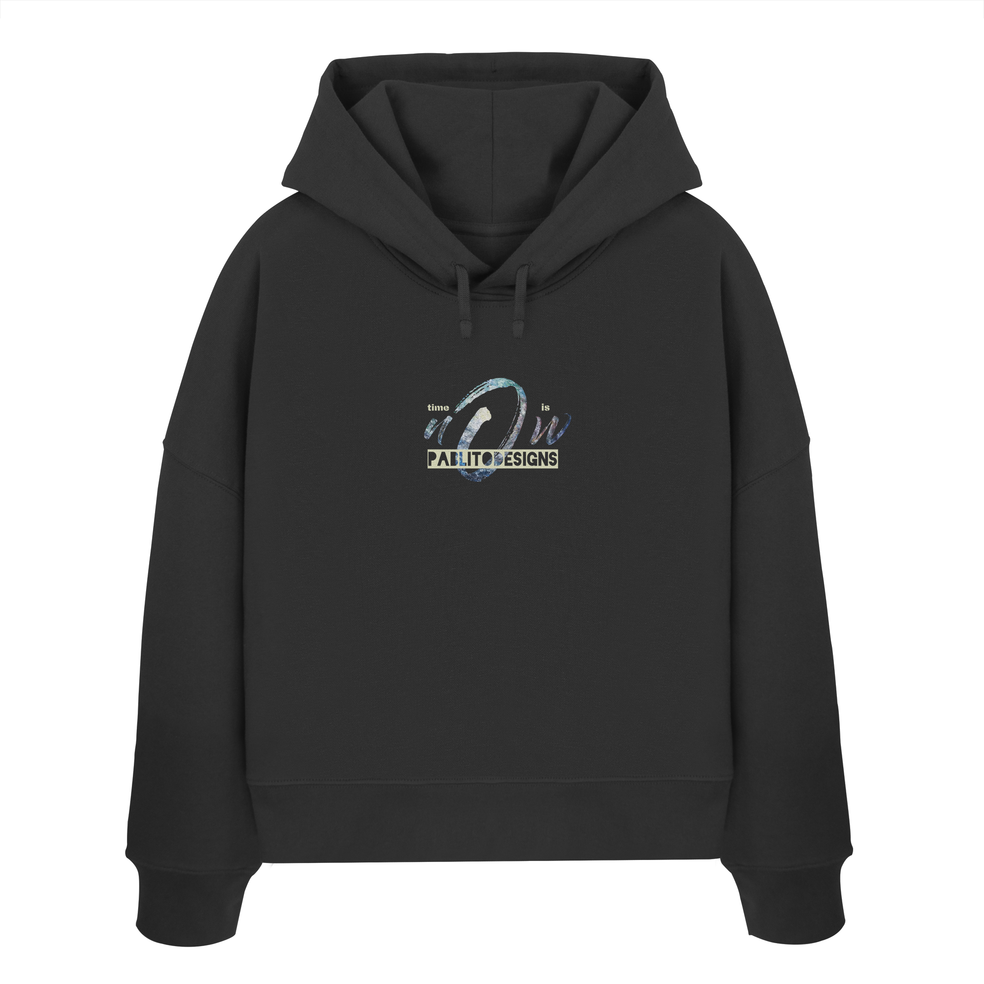 time is NOW - womens organic boxcut hood