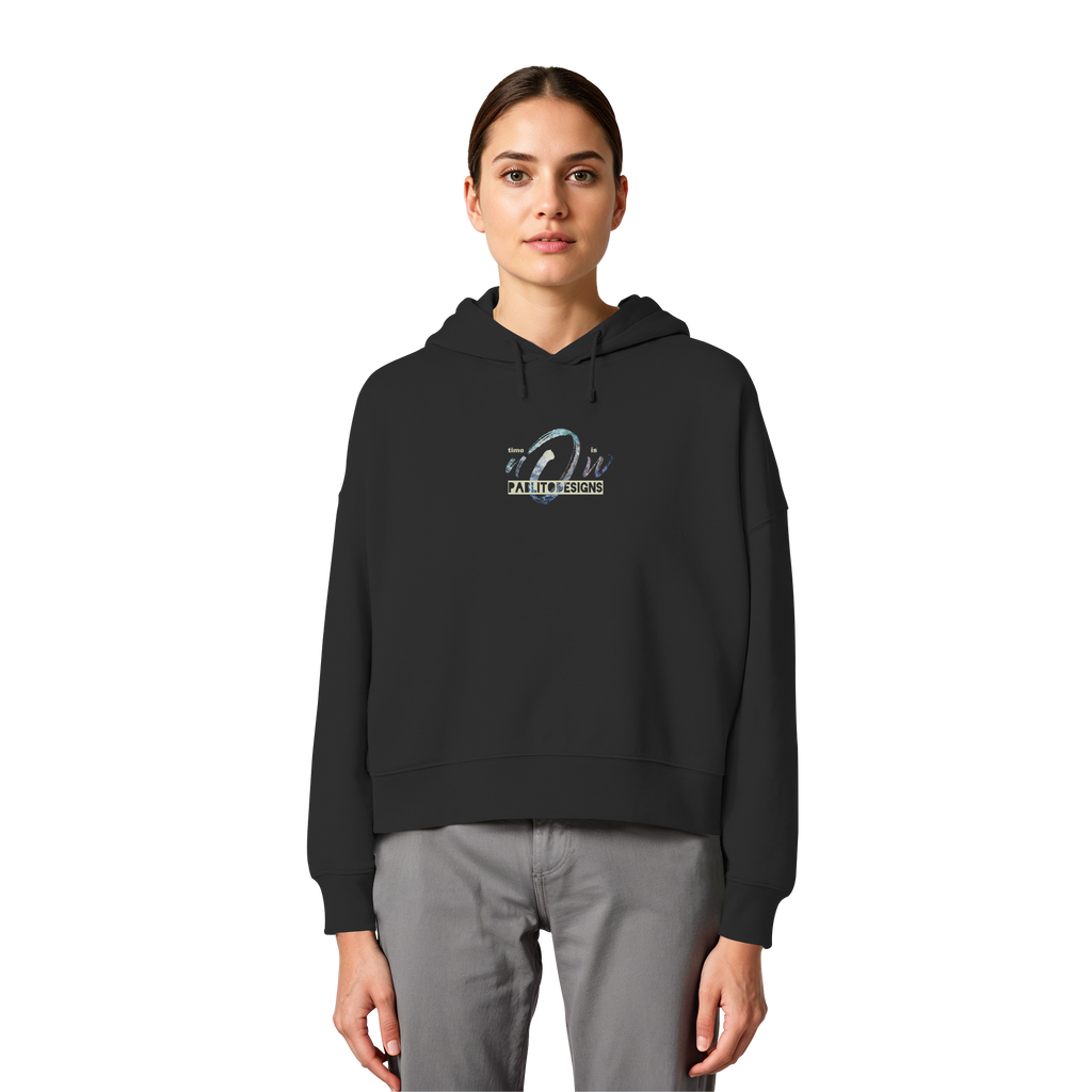time is NOW - womens organic boxcut hood