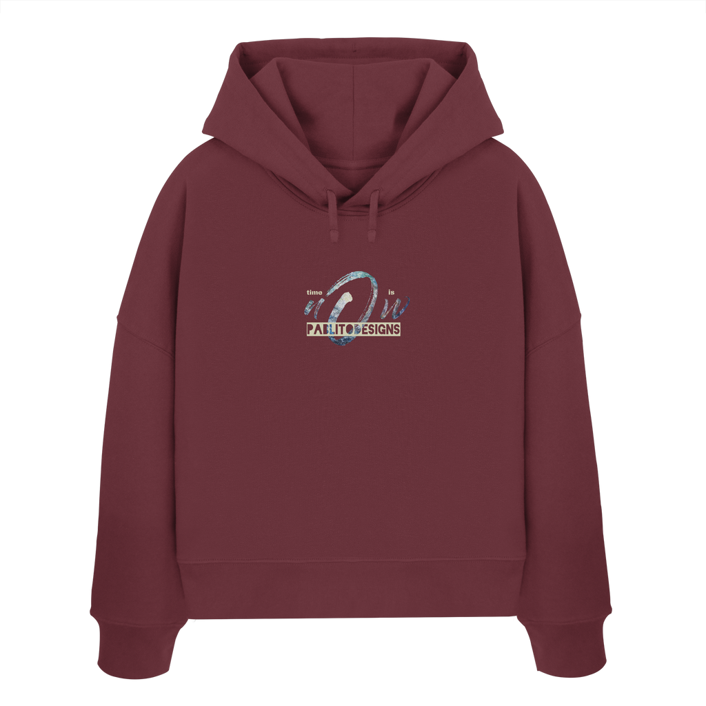 time is NOW - womens organic boxcut hood