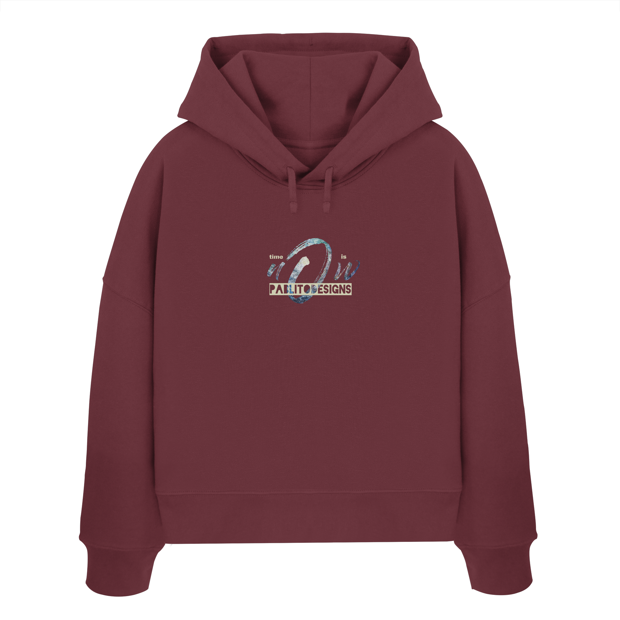 time is NOW - womens organic boxcut hood