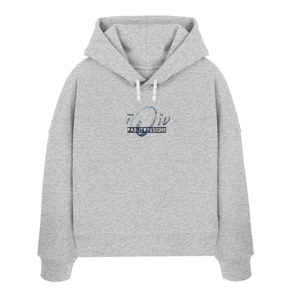 time is NOW - womens organic boxcut hood