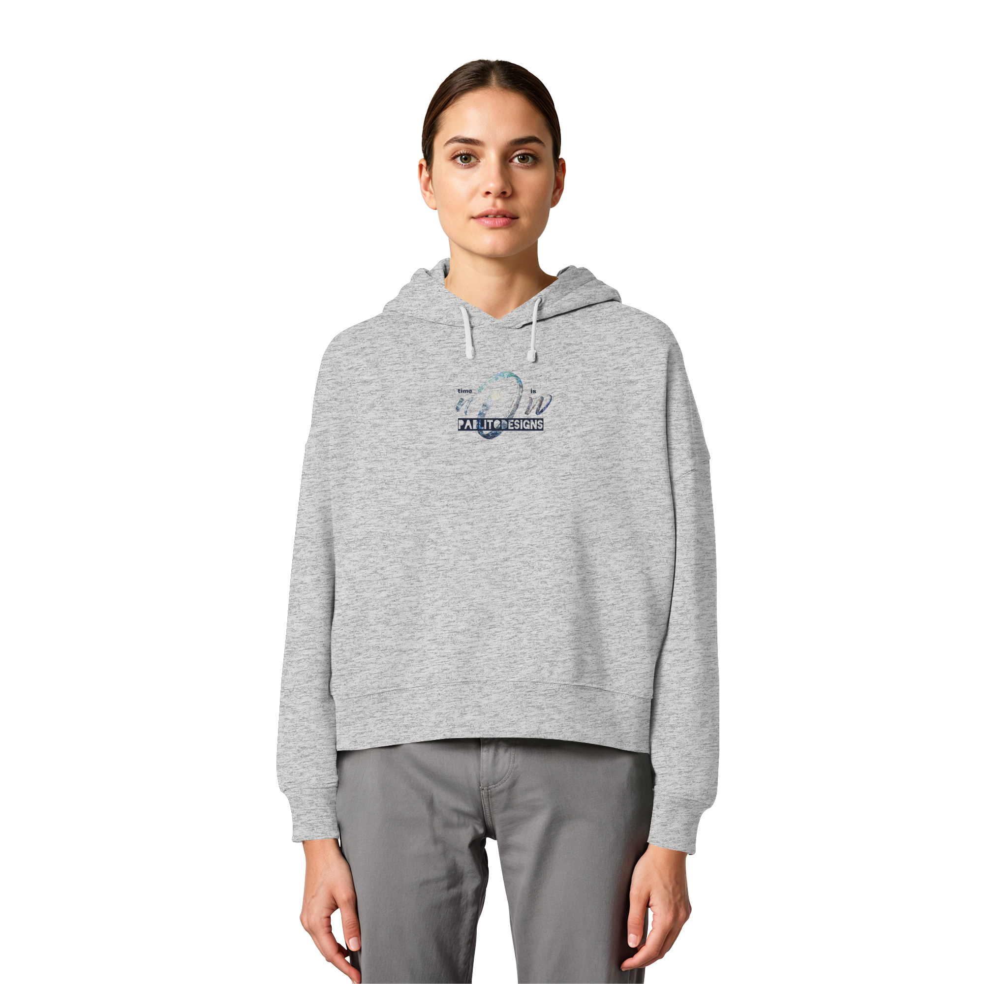 time is NOW - womens organic boxcut hood