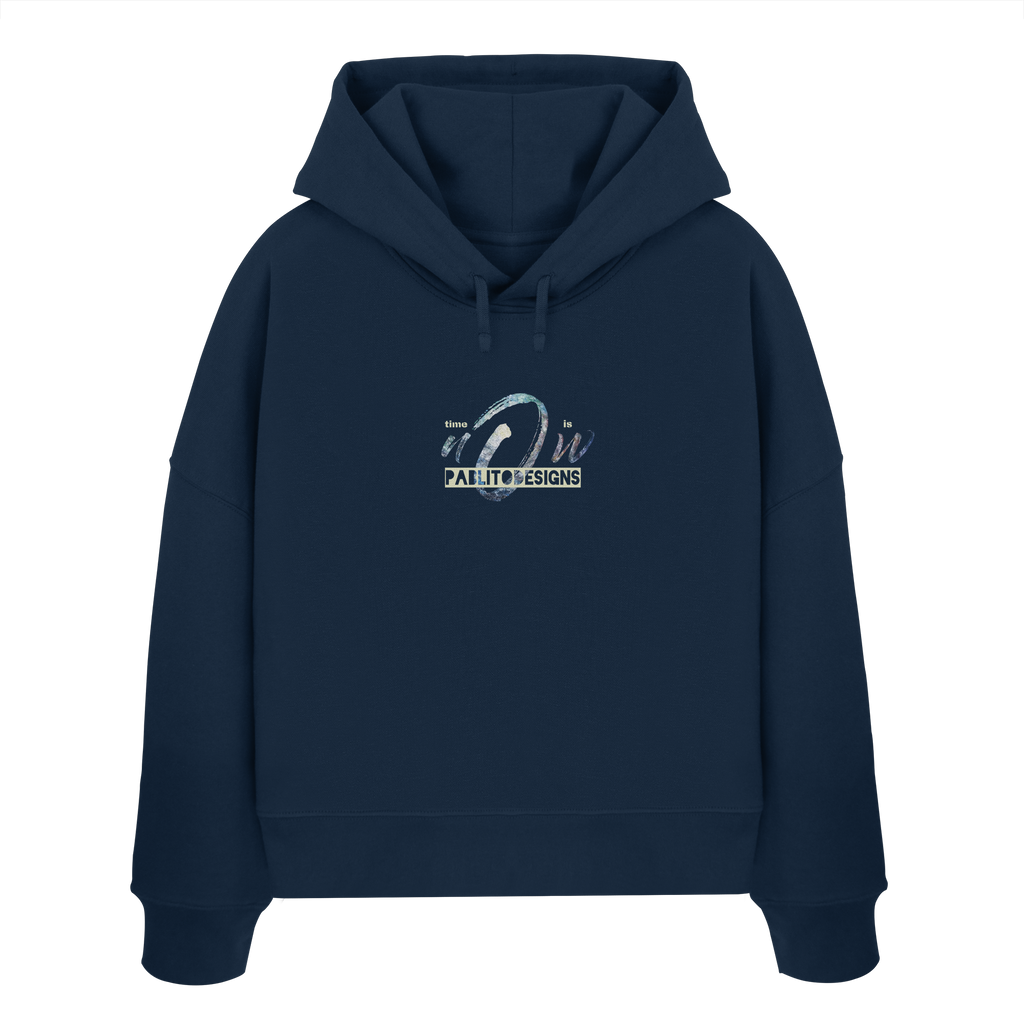 time is NOW - womens organic boxcut hood