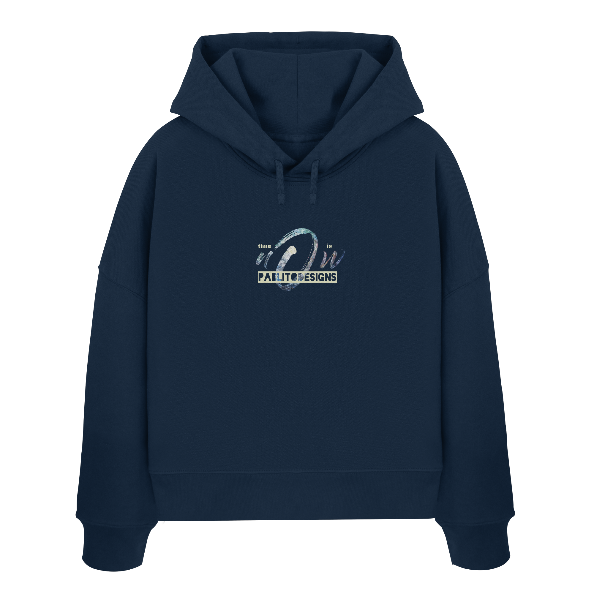 time is NOW - womens organic boxcut hood