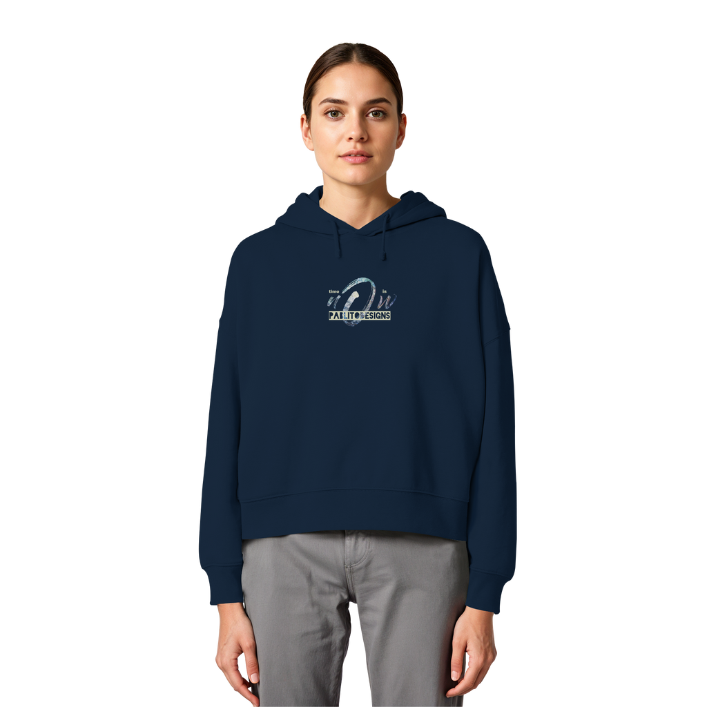 time is NOW - womens organic boxcut hood