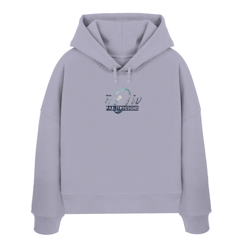 time is NOW - womens organic boxcut hood