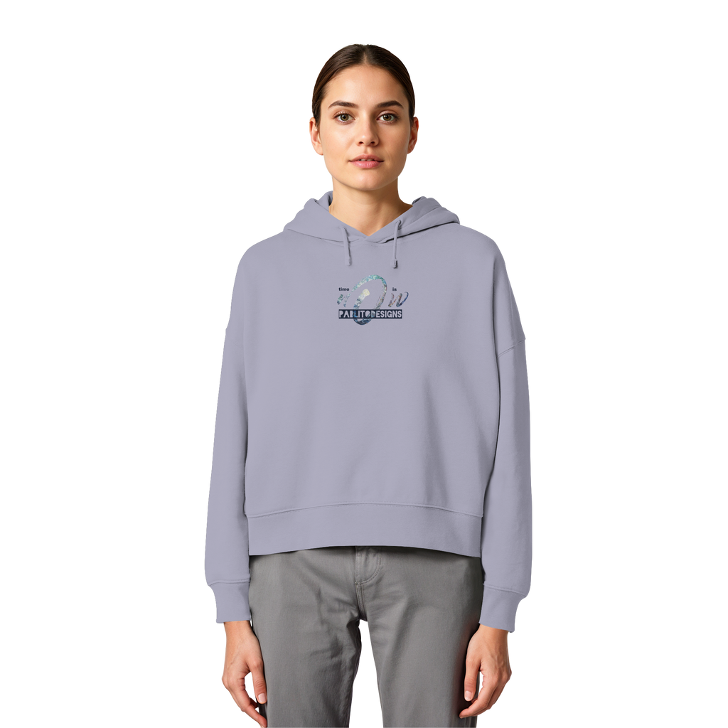 time is NOW - womens organic boxcut hood