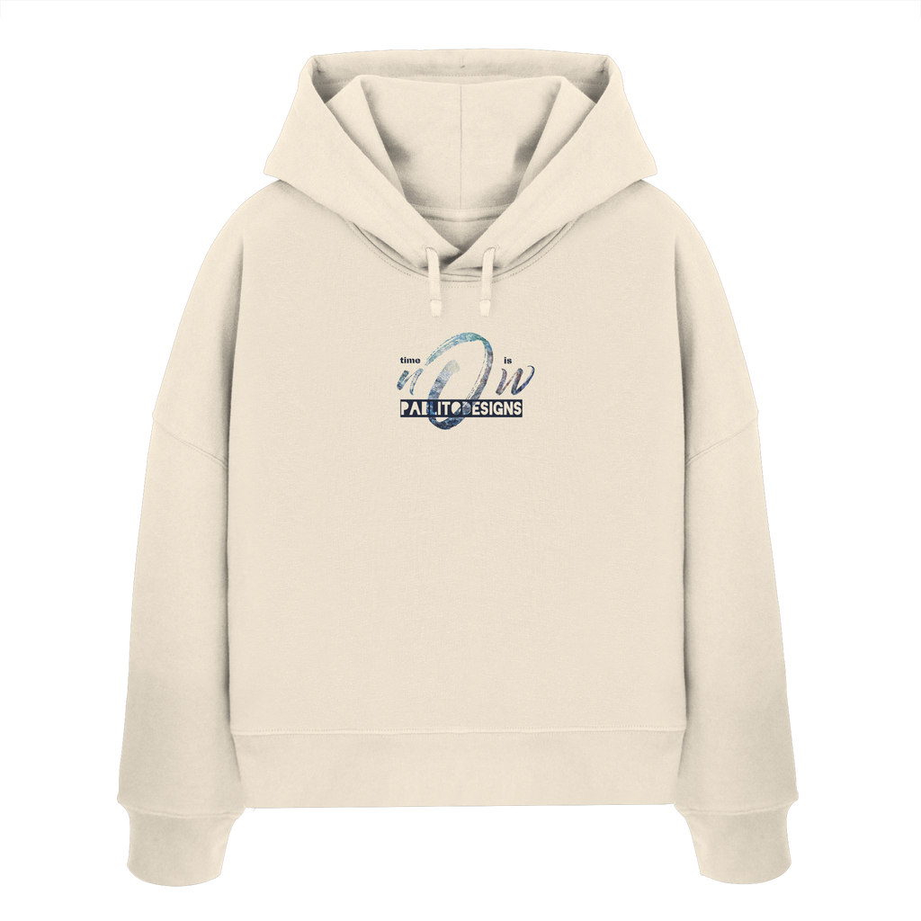 time is NOW - womens organic boxcut hood