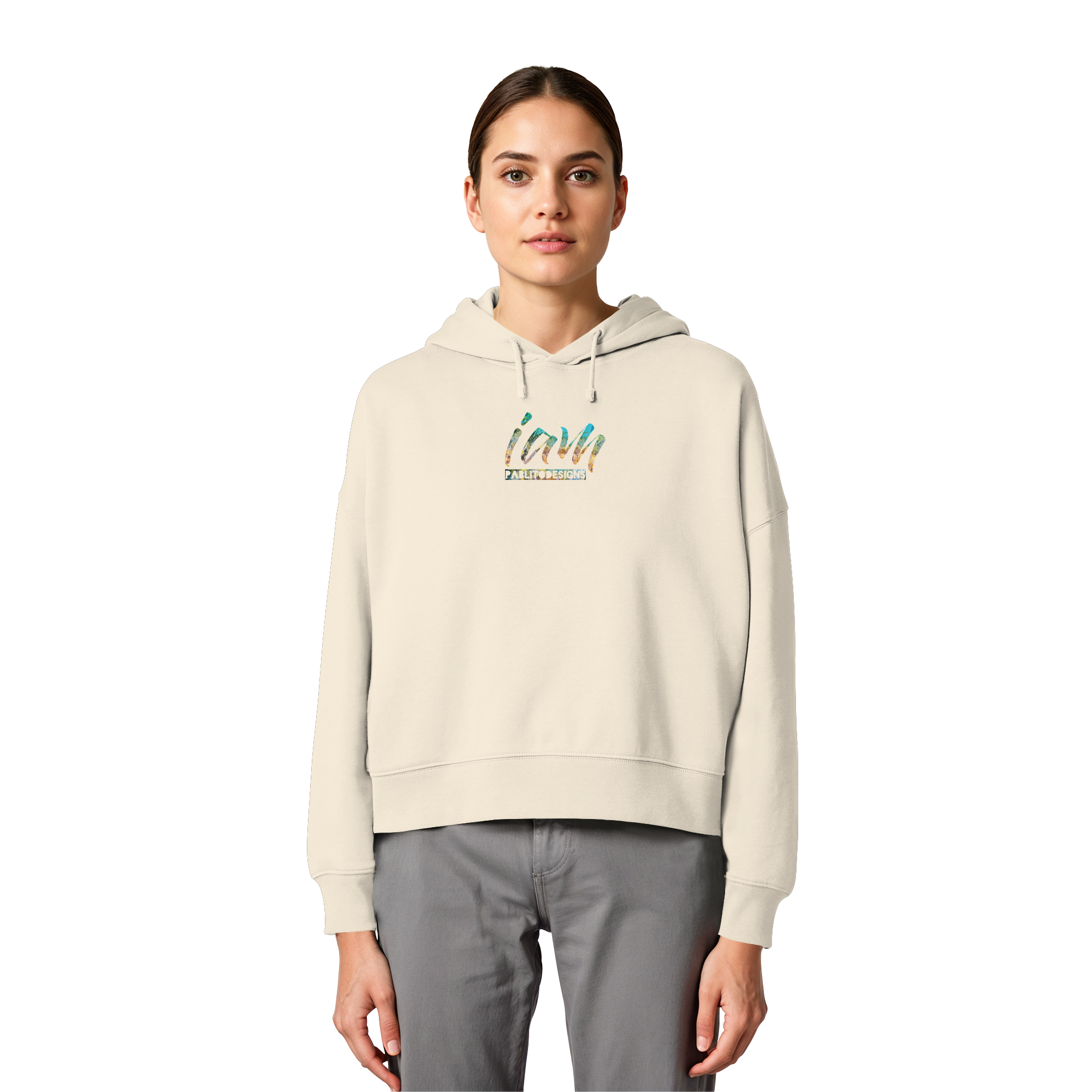 i am  - womens organic boxcut hood