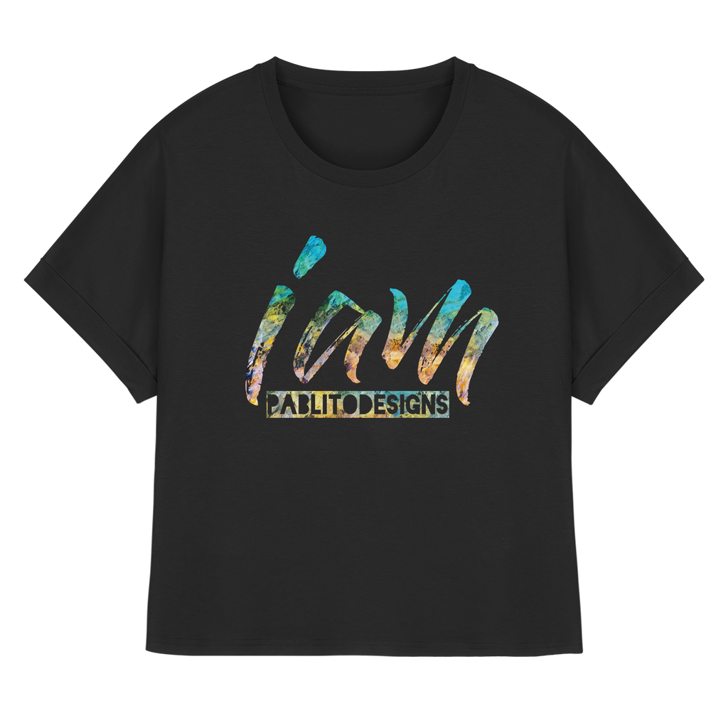 i am  - womens organic rolled sleeves tee