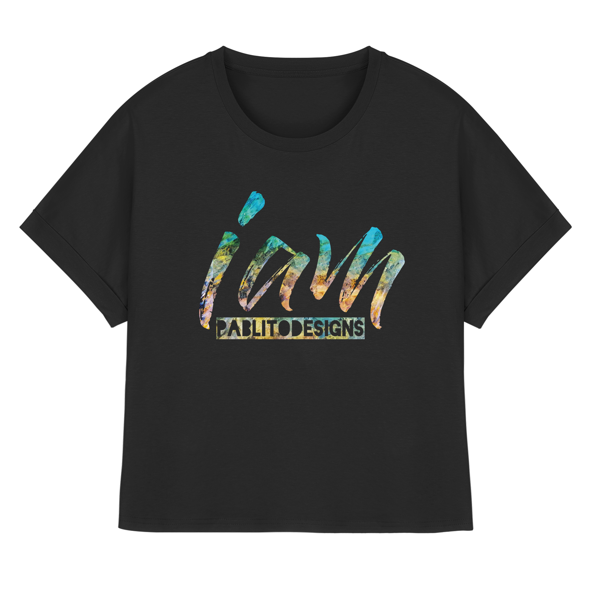 i am  - womens organic rolled sleeves tee