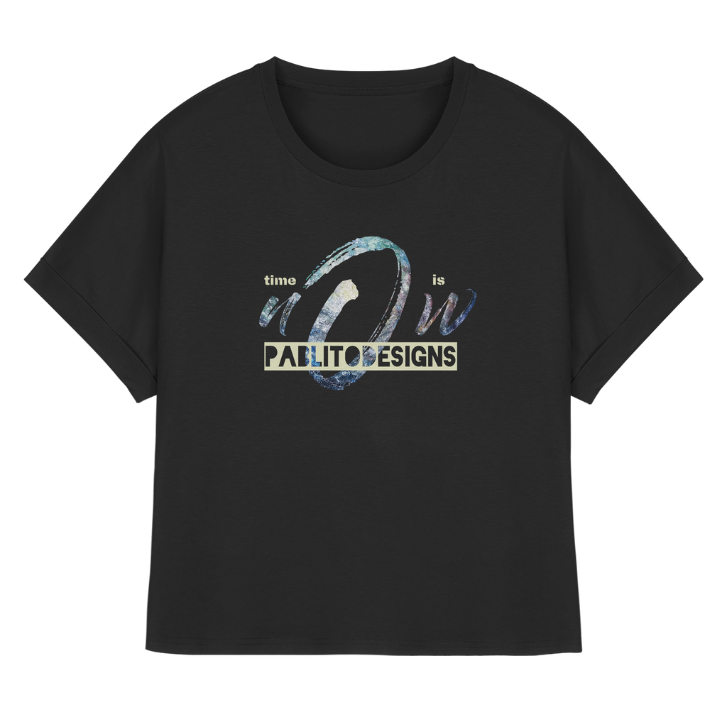 time is NOW - womens organic rolled sleeves tee
