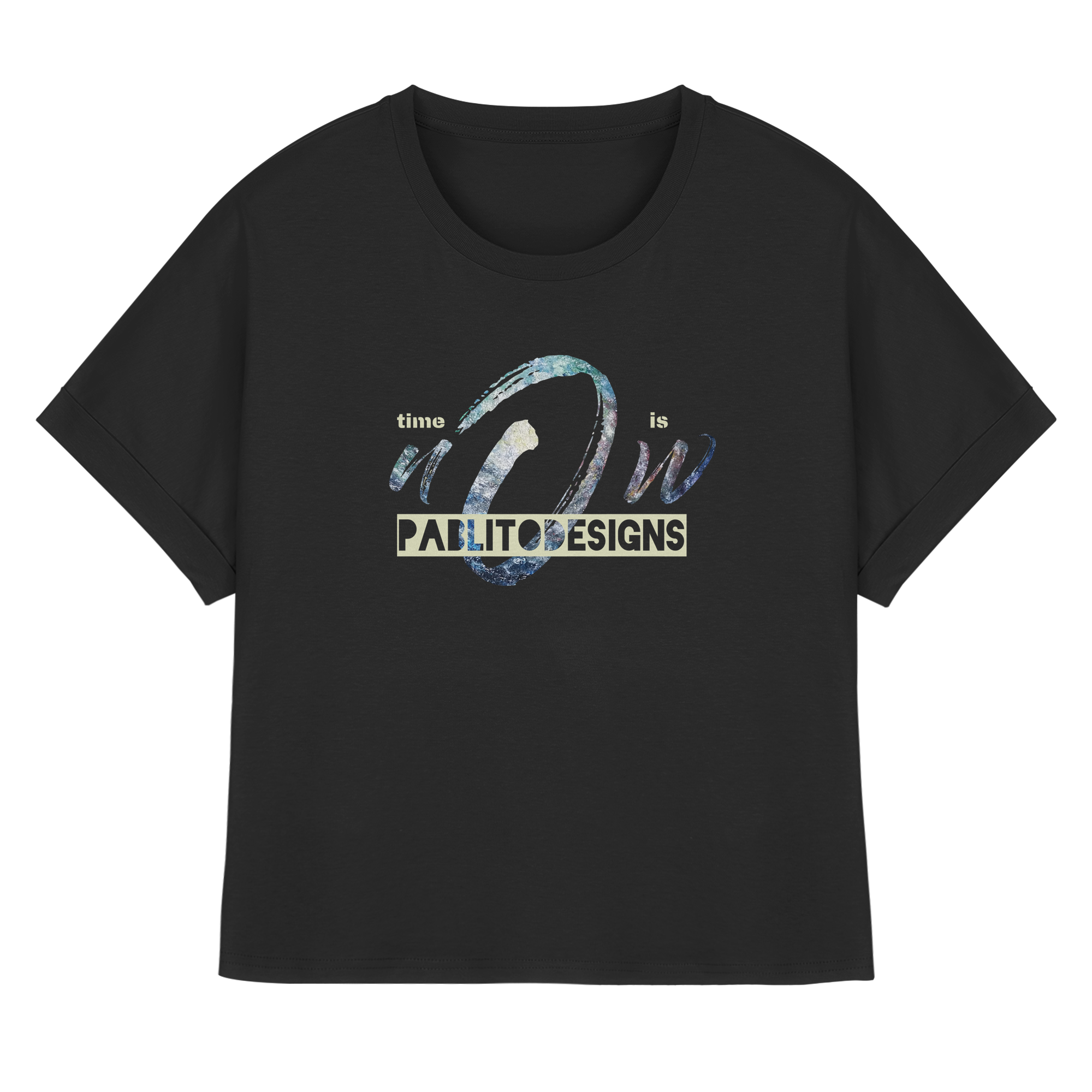 time is NOW - womens organic rolled sleeves tee