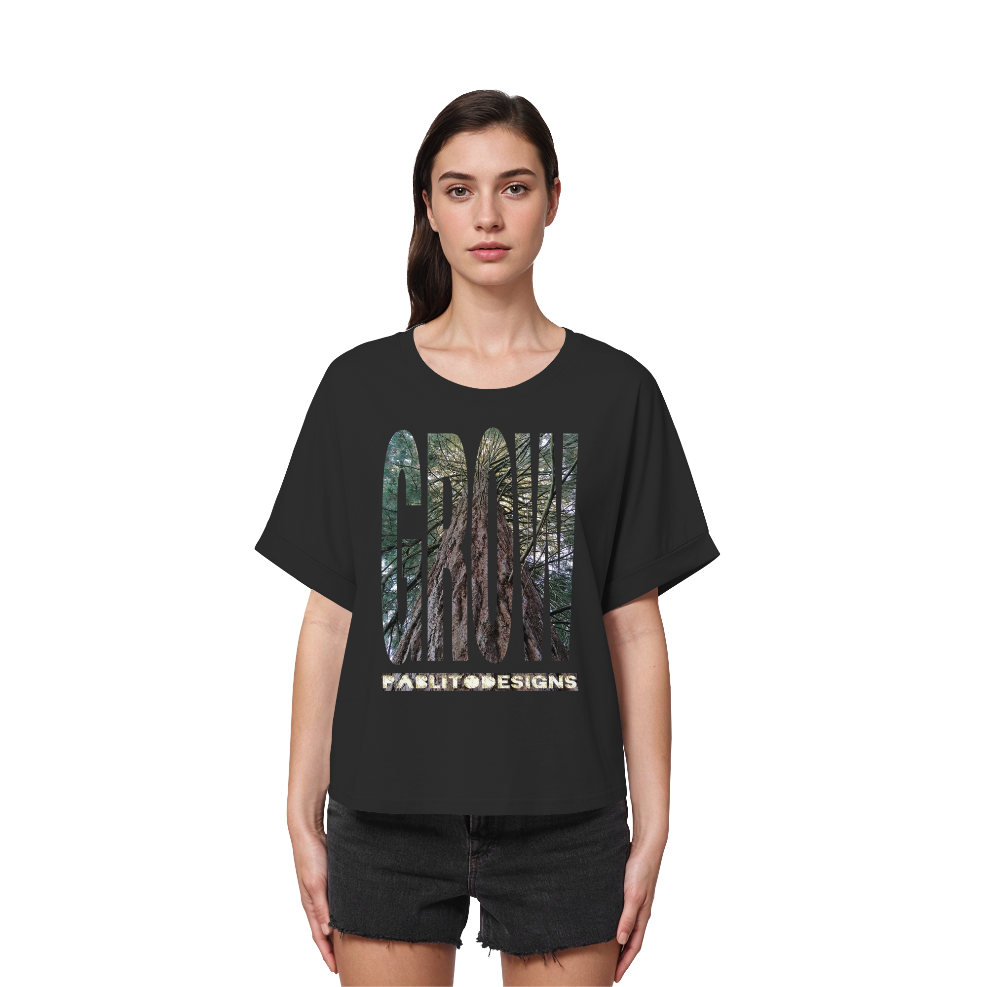 GROW - womens organic rolled sleeves tee