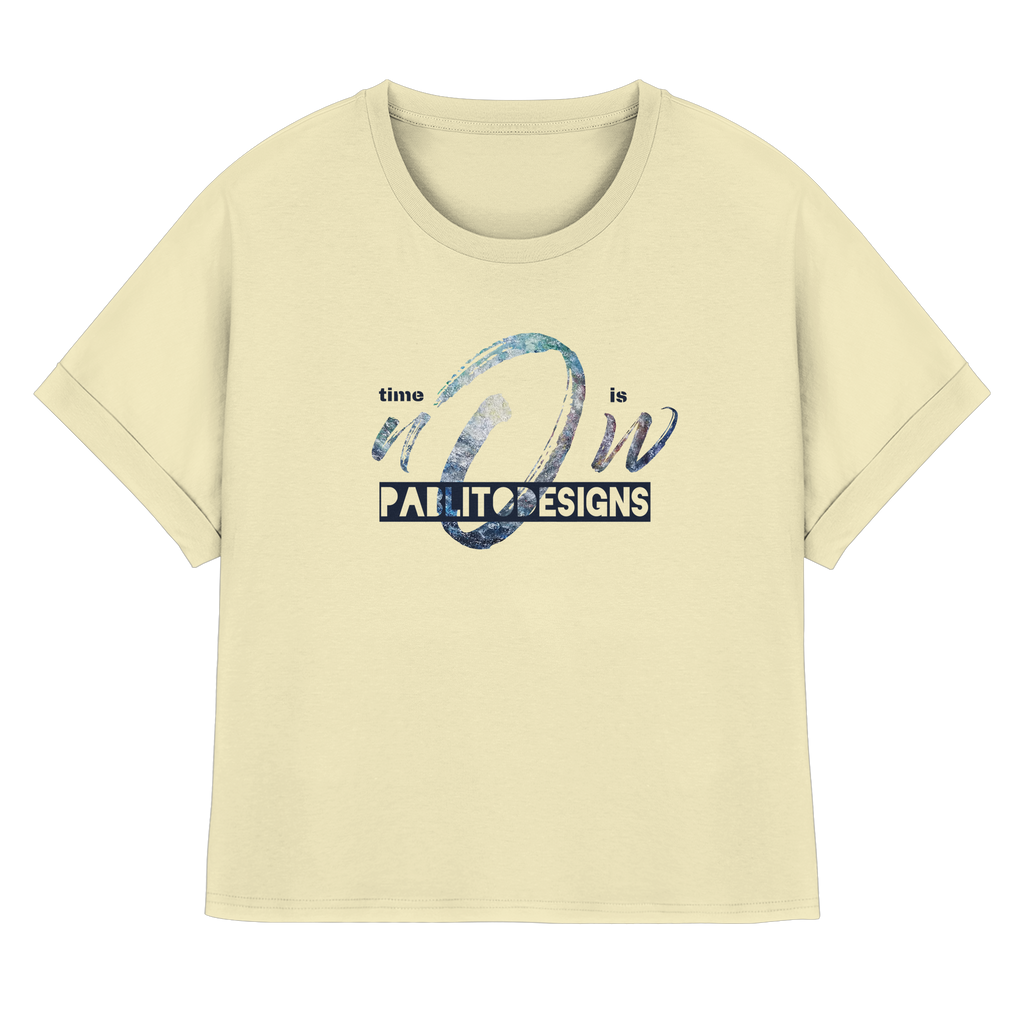 time is NOW - womens organic rolled sleeves tee