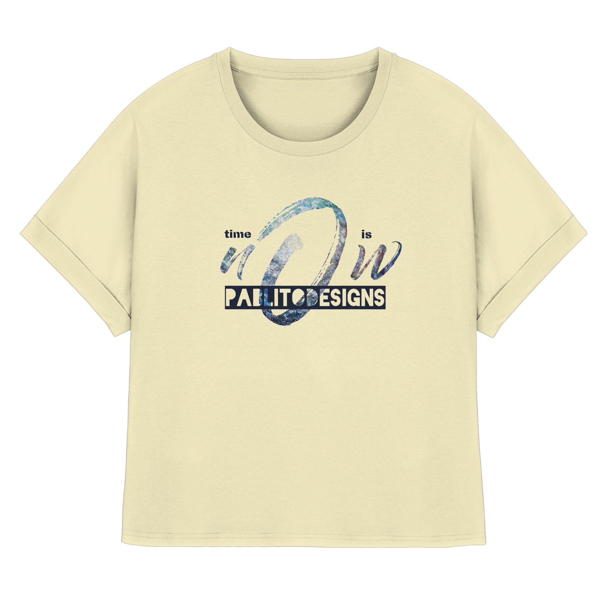 time is NOW - womens organic rolled sleeves tee