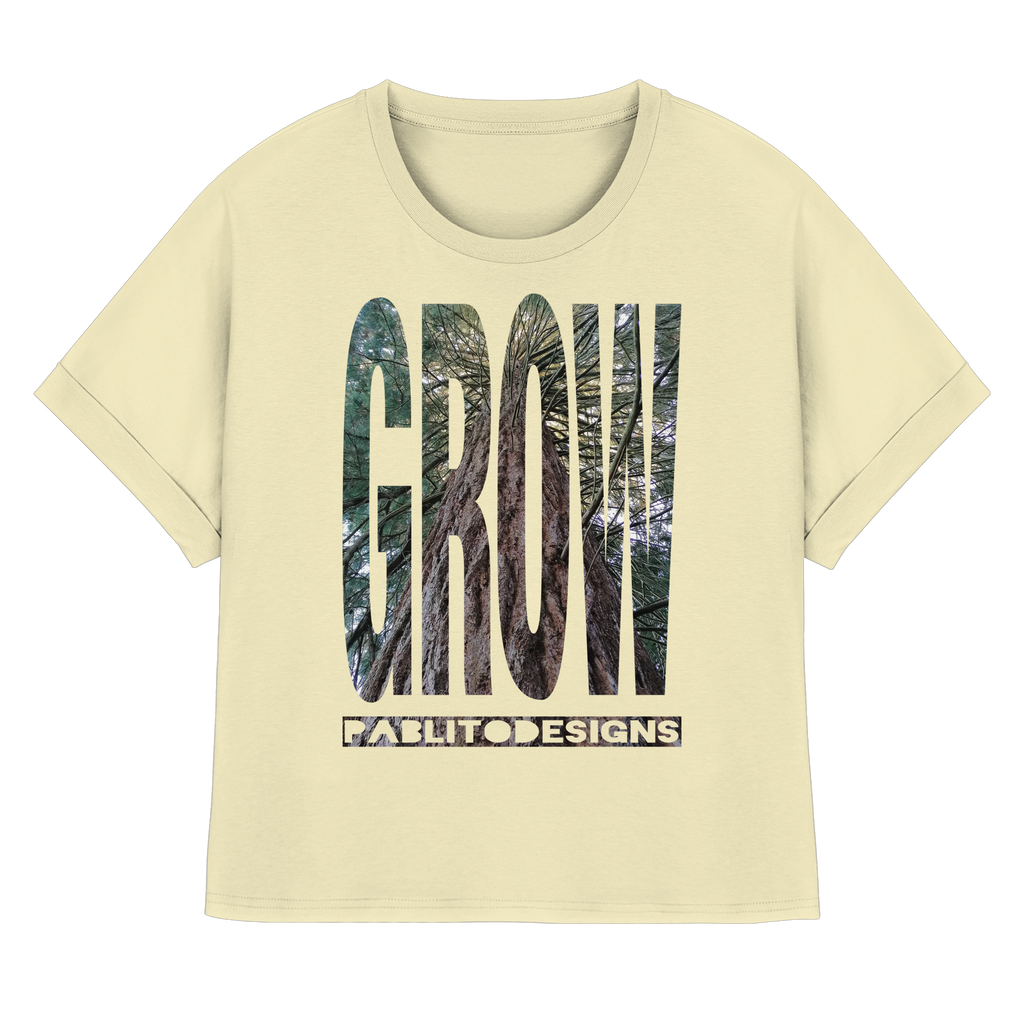 grow - womens organic rolled sleves tee