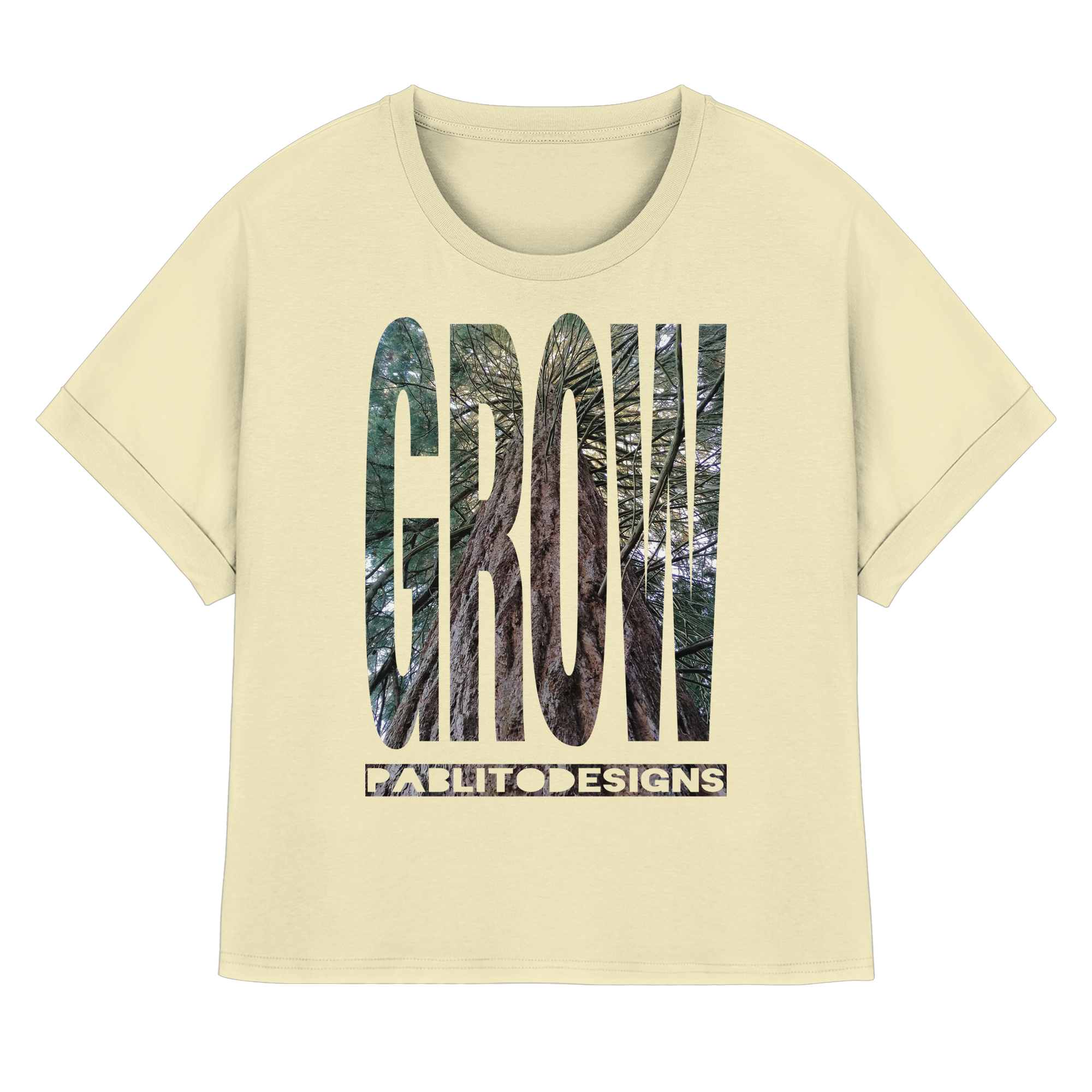 grow - womens organic rolled sleves tee