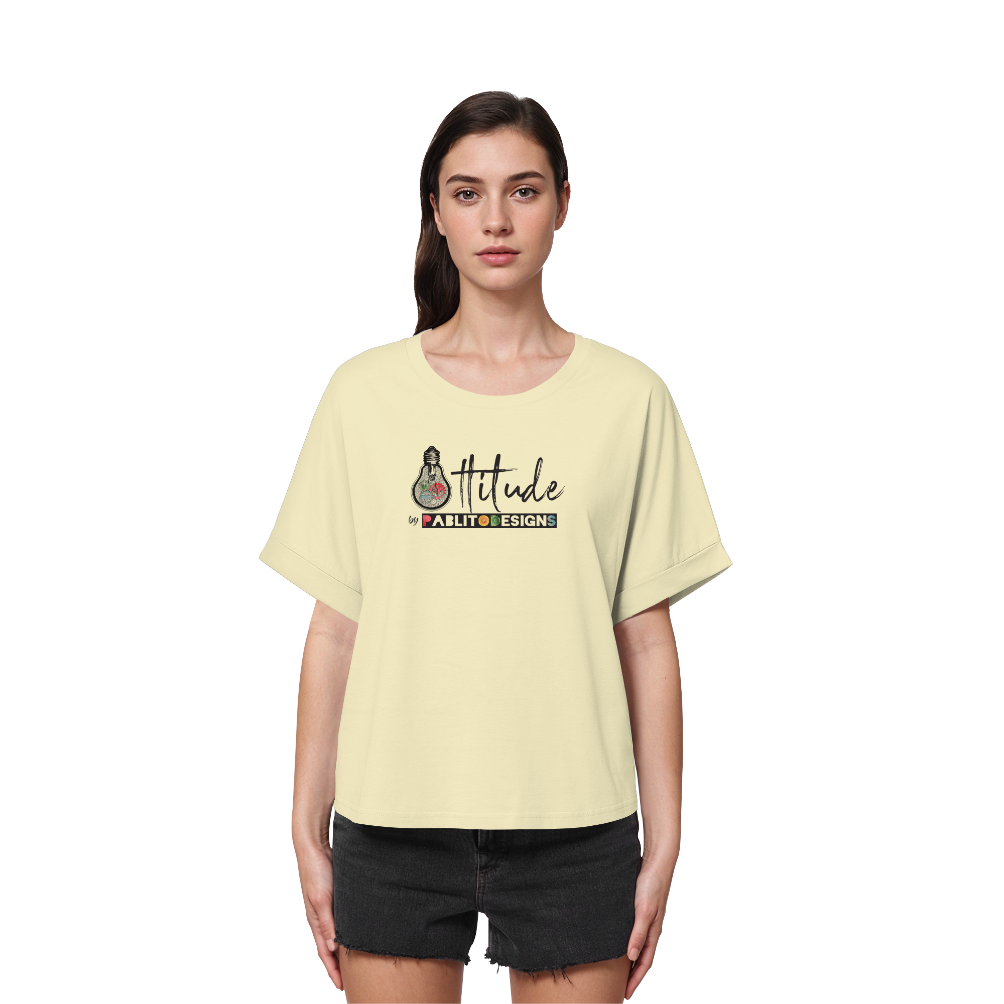 attitude - womens organic rolled sleeves tee