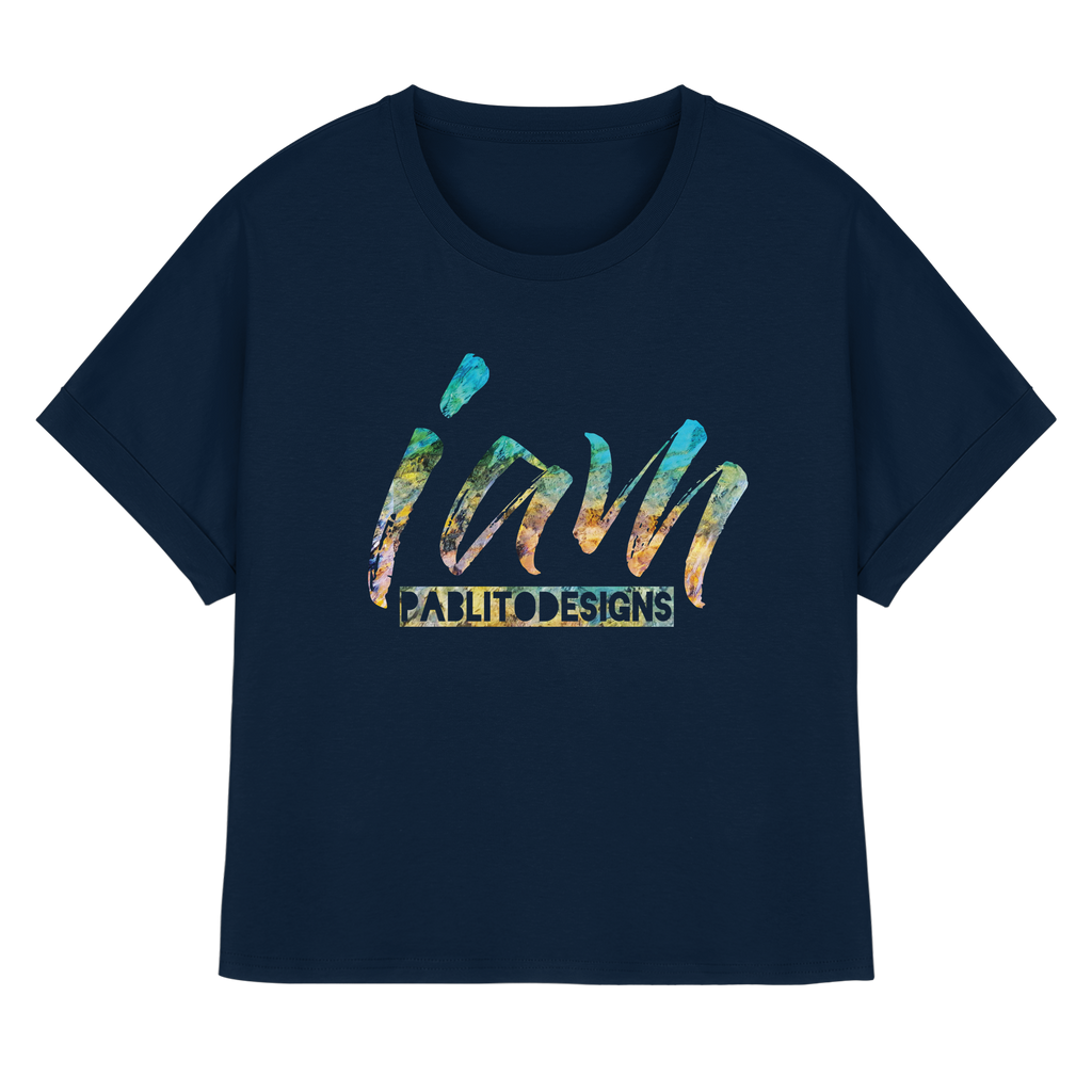 i am  - womens organic rolled sleeves tee