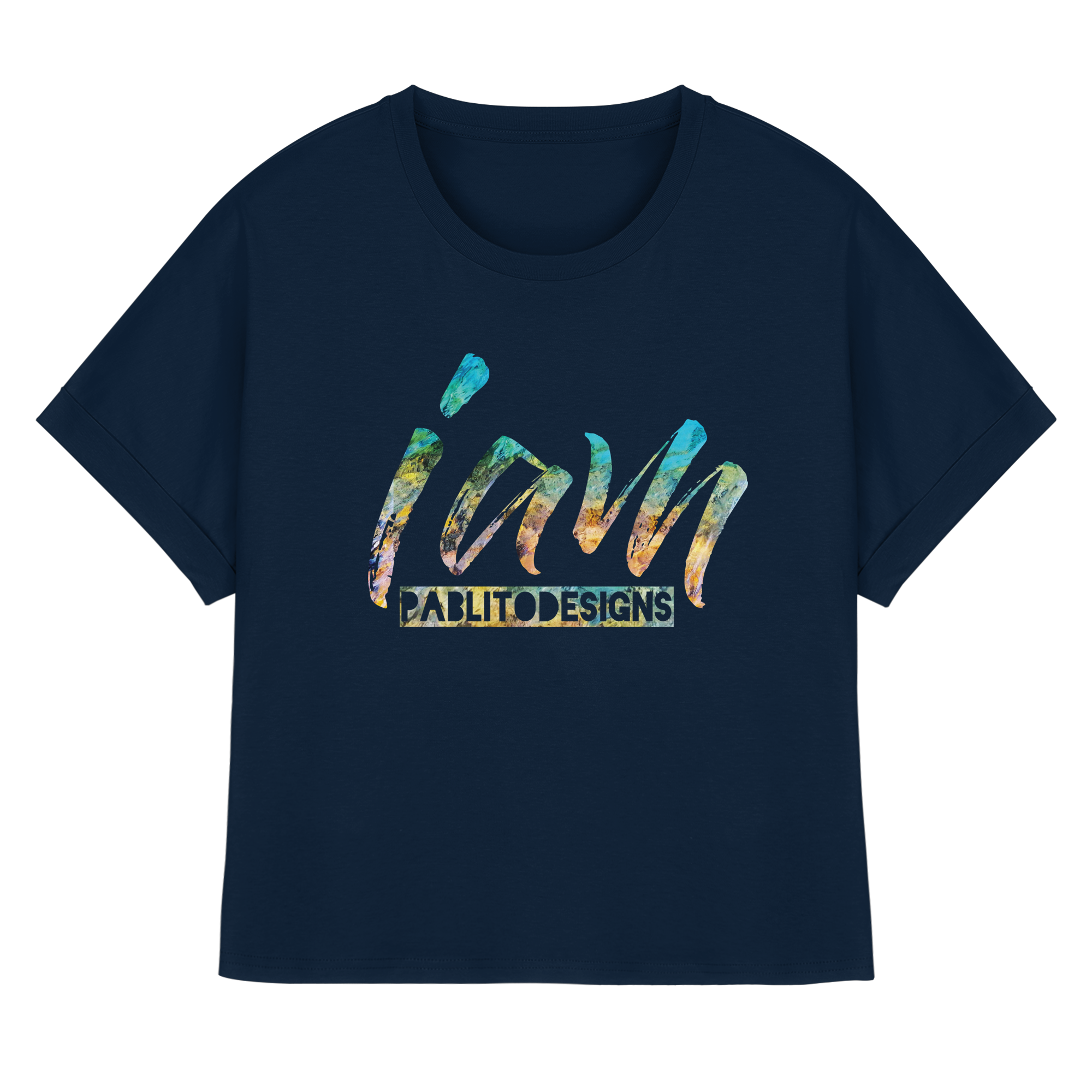 i am  - womens organic rolled sleeves tee