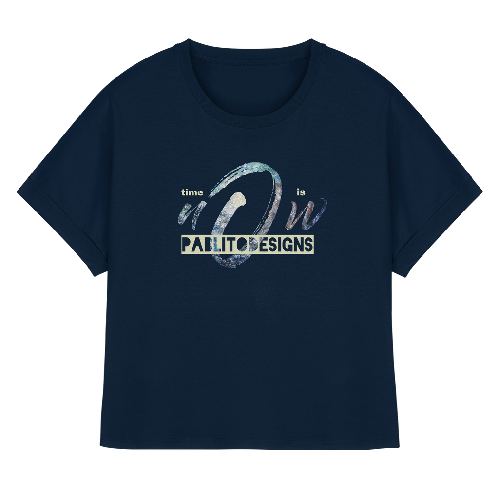 time is NOW - womens organic rolled sleeves tee