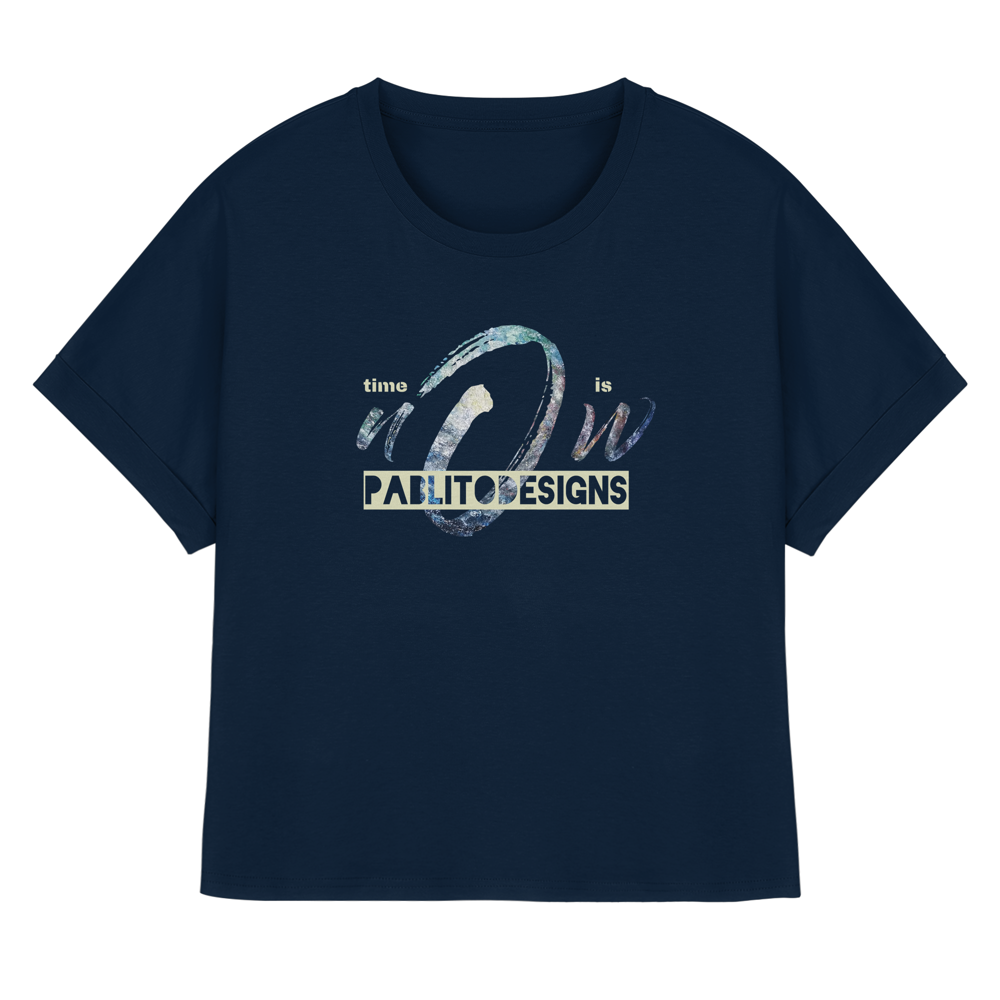 time is NOW - womens organic rolled sleeves tee