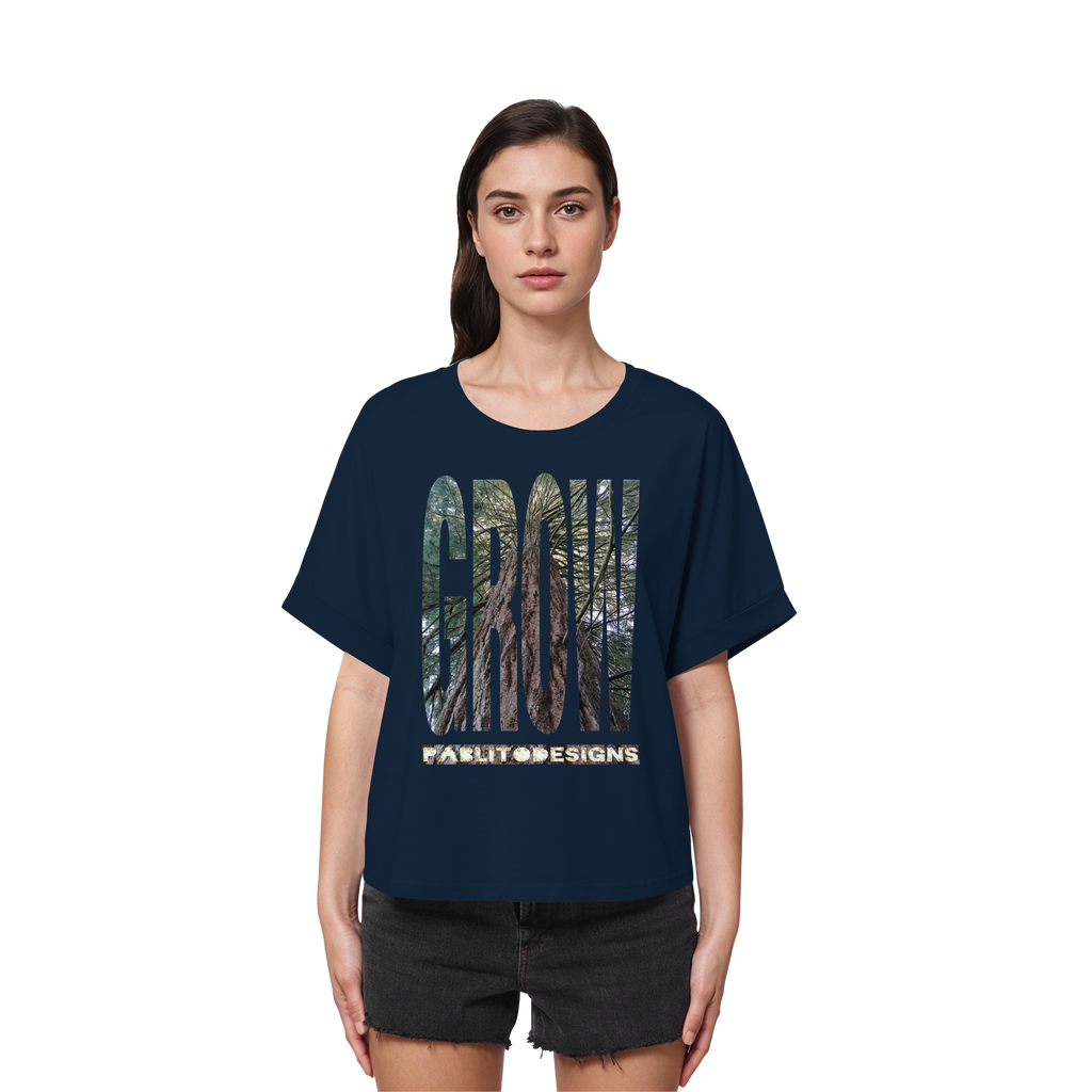 GROW - womens organic rolled sleeves tee