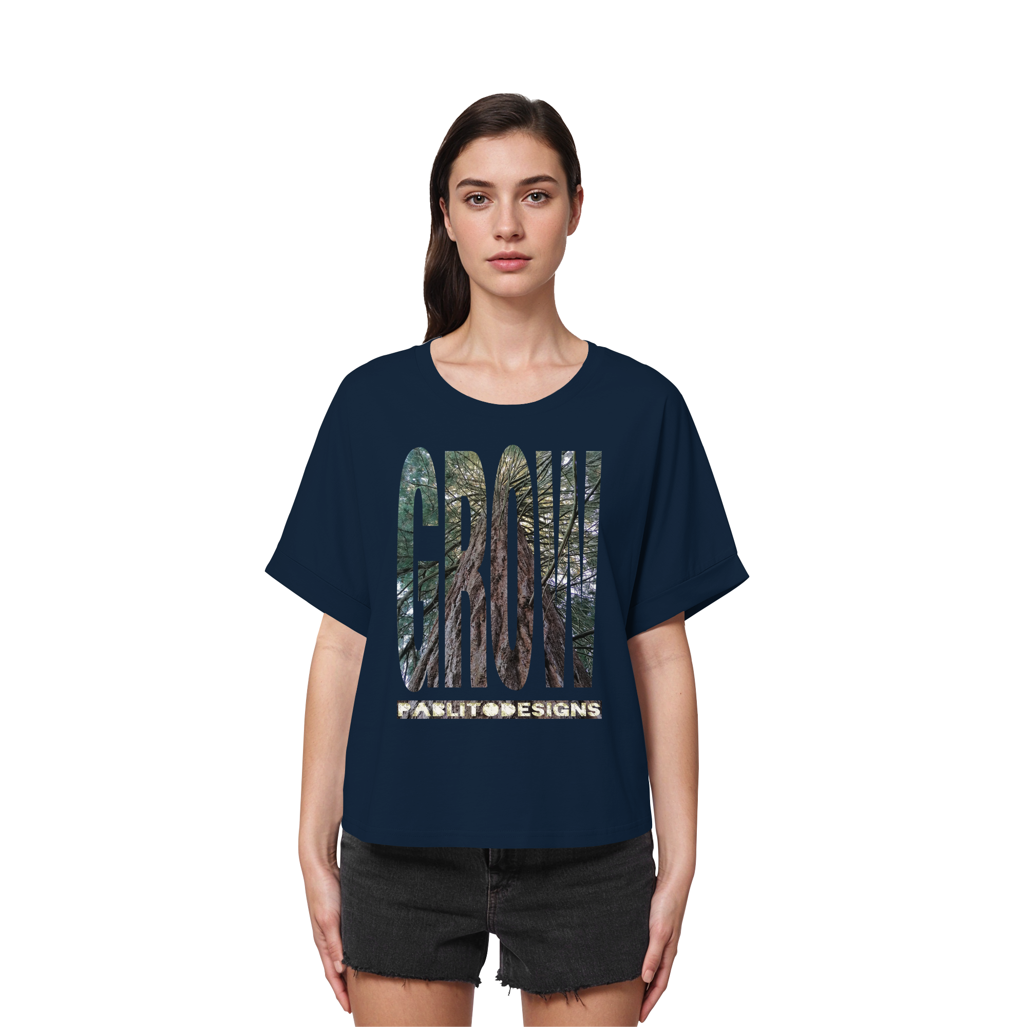 GROW - womens organic rolled sleeves tee