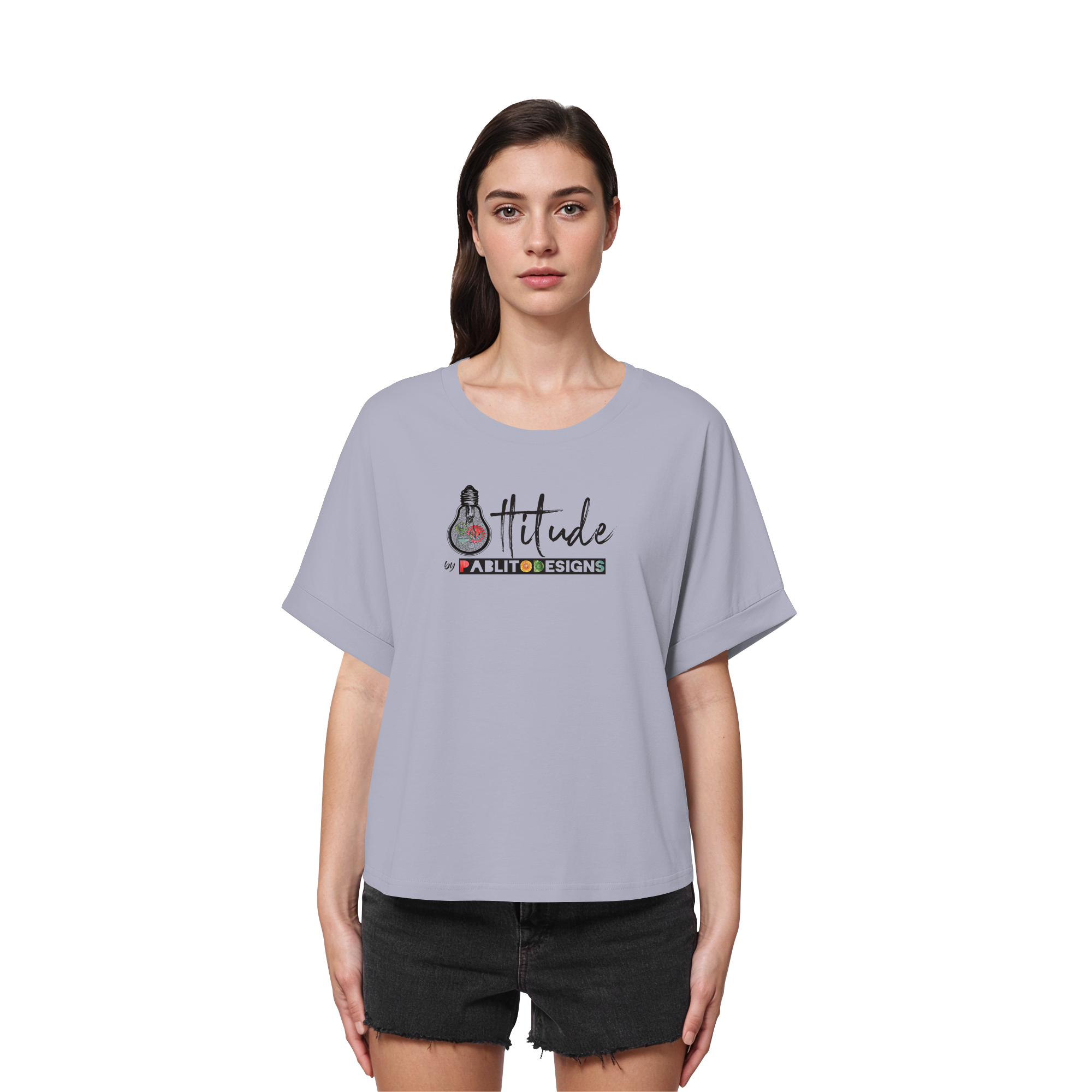 attitude - womens organic rolled sleeves tee