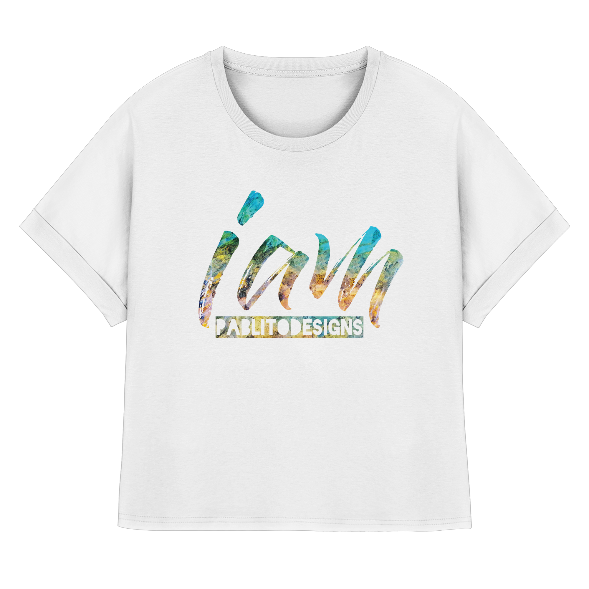 i am  - womens organic rolled sleeves tee