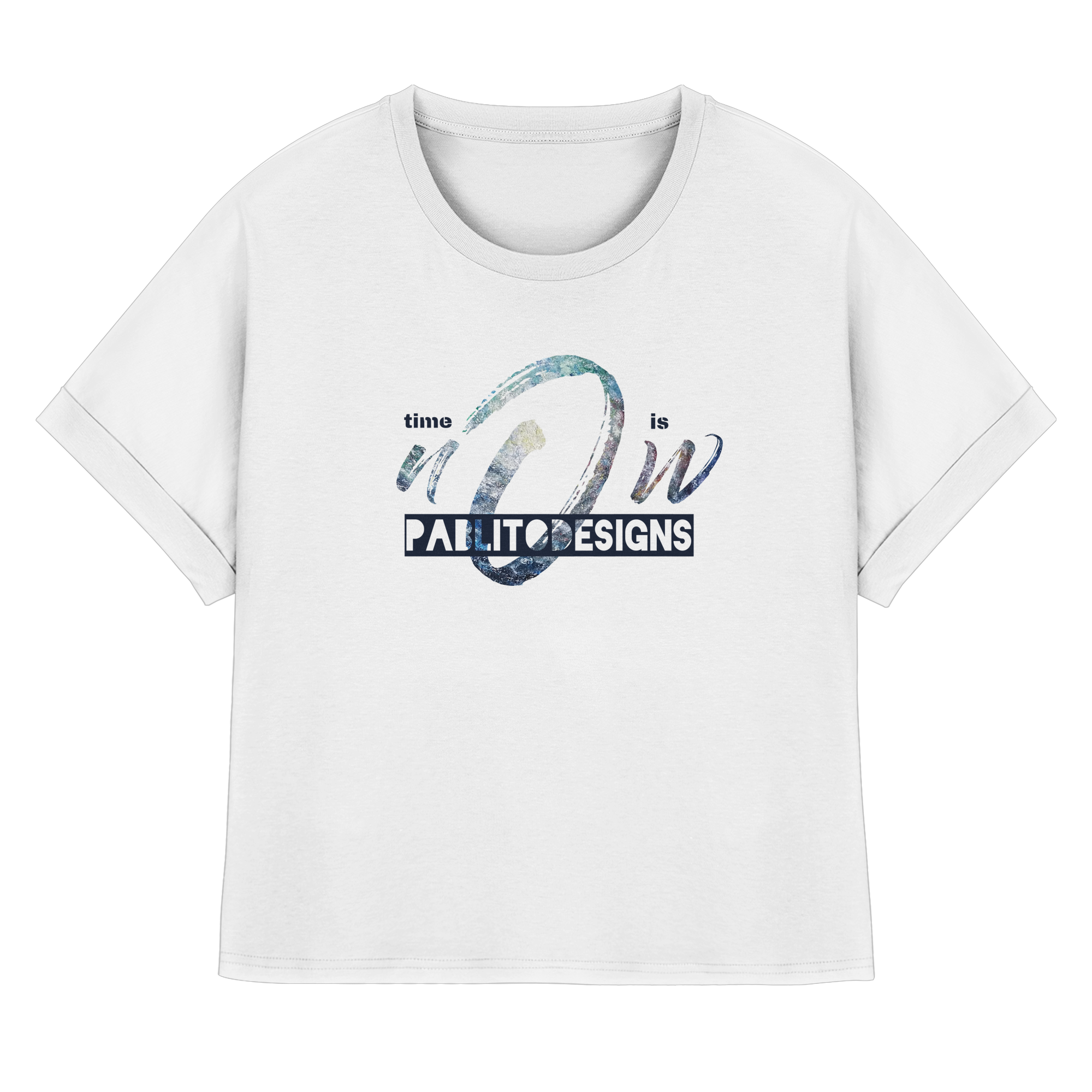 time is NOW - womens organic rolled sleeves tee