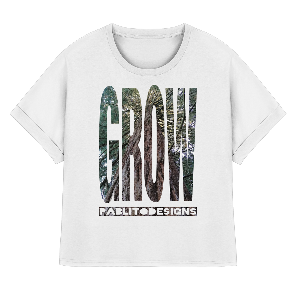 grow - womens organic rolled sleves tee