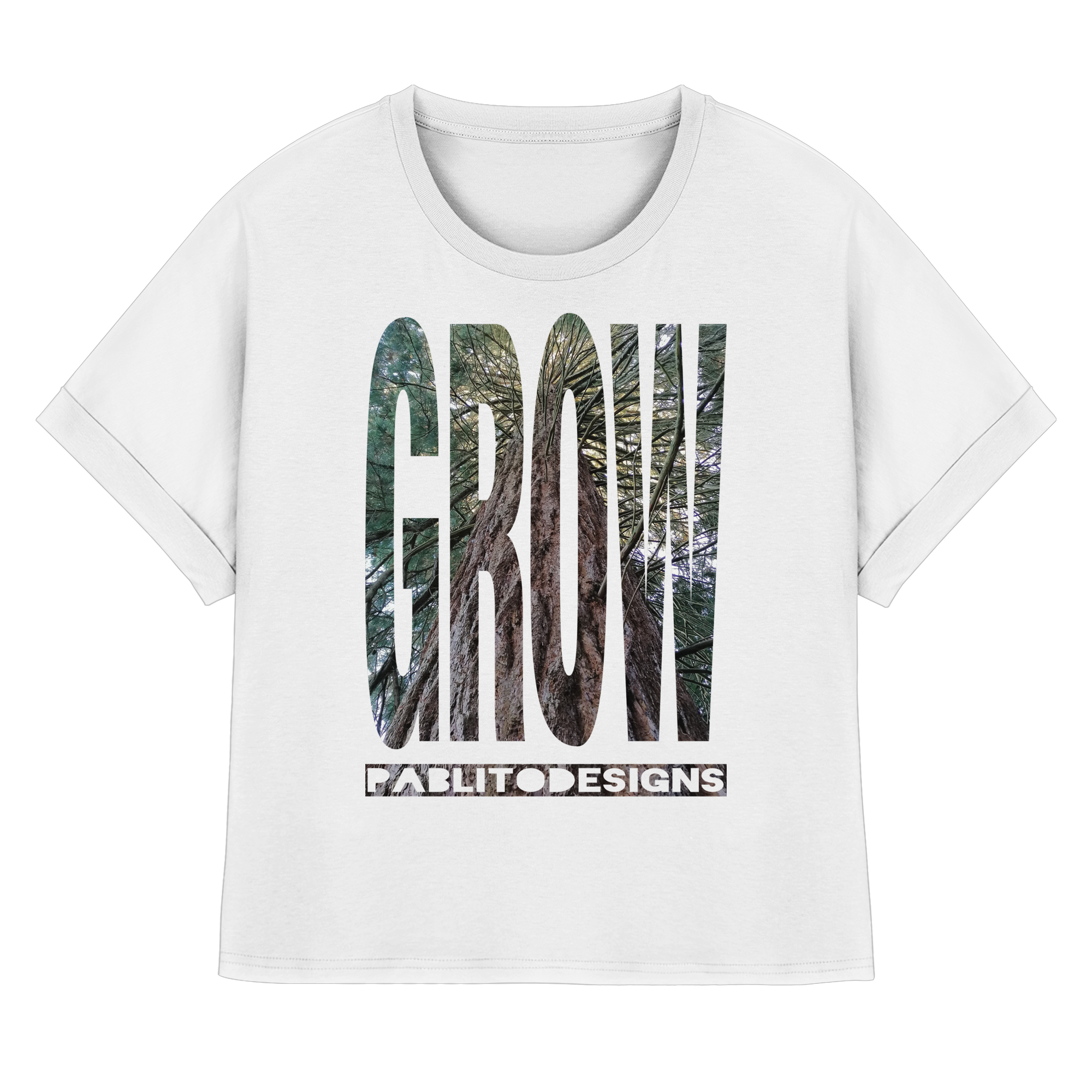 grow - womens organic rolled sleves tee